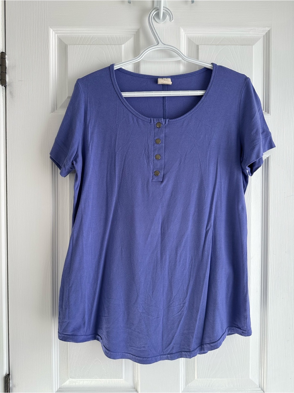 Short Sleeve Henley Tee in Veri Peri, size L, Buttercream Clothing